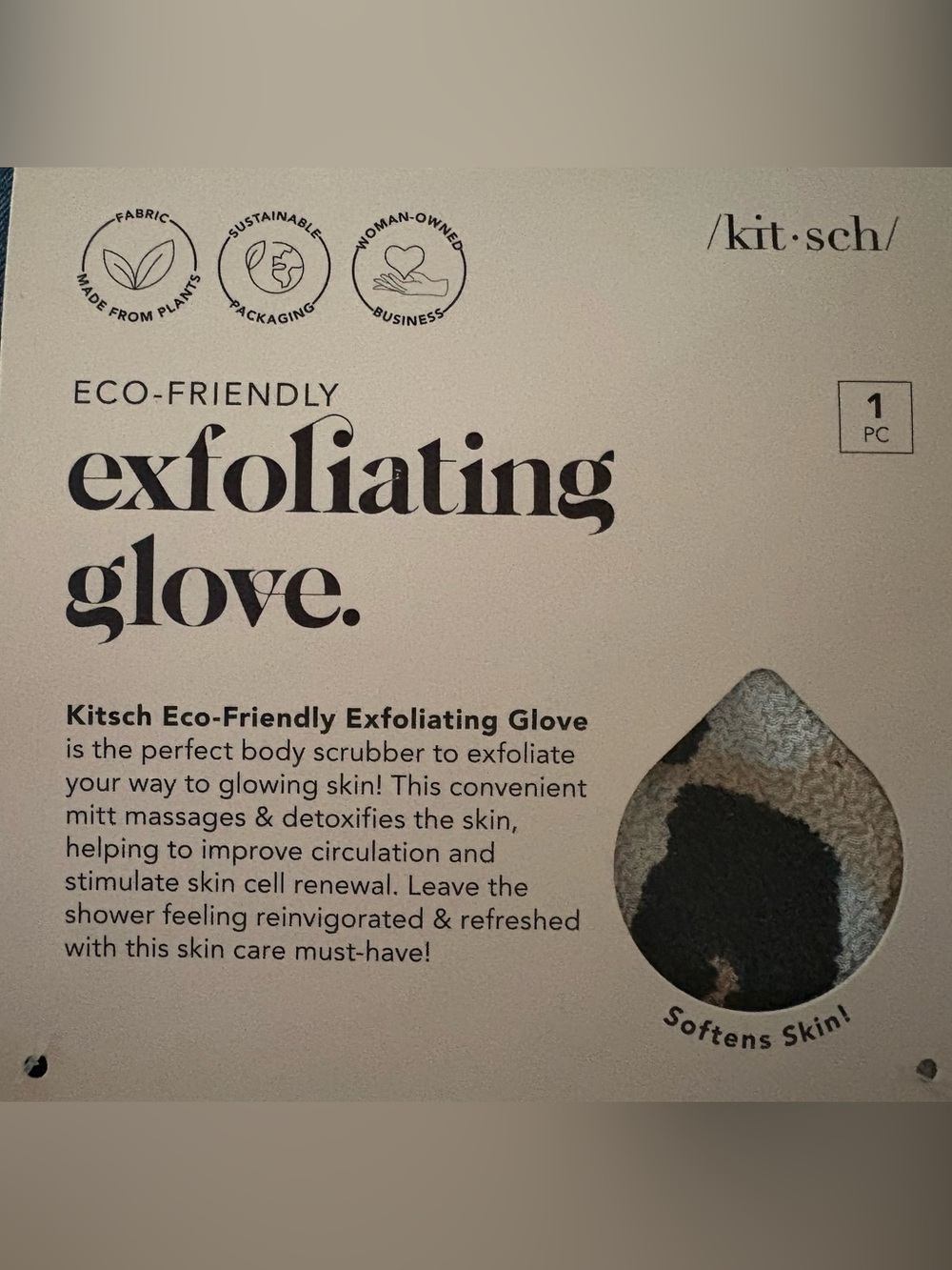 Kitsch Exfoliating Glove - Black, Cream, Tan